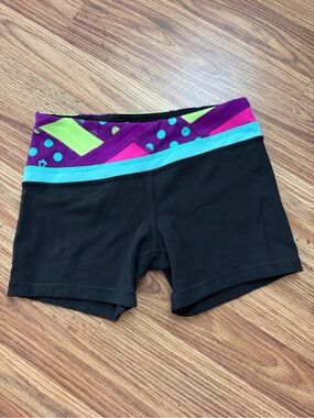 Ivivva Black Shorts with Purple, Lime, Teal & Pink Waistband